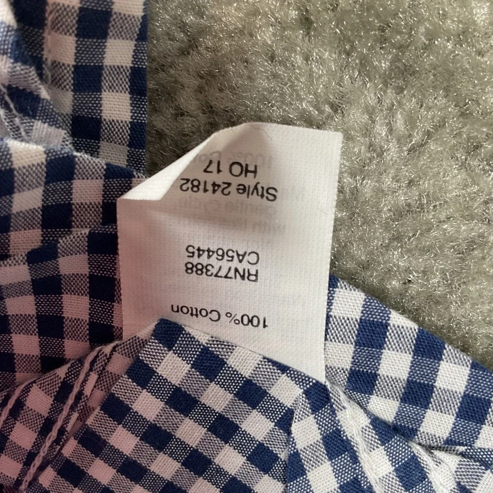 J.Crew Button Down Shirt Mens XL Navy Blue Gingham Plaid Cotton Long Sleeve